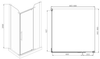 Душевое ограждение AZARIO EDMONTON AZ-NNC1231 900 BLACK 900х900х2000